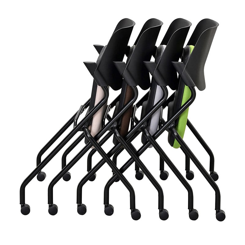 アール・エフ・ヤマカワ SYネスティングチェア ブラック 肘無し ファブリック リーフグリーン RFC-SYBFLG 1台(ご注文単位1台)【直送品】