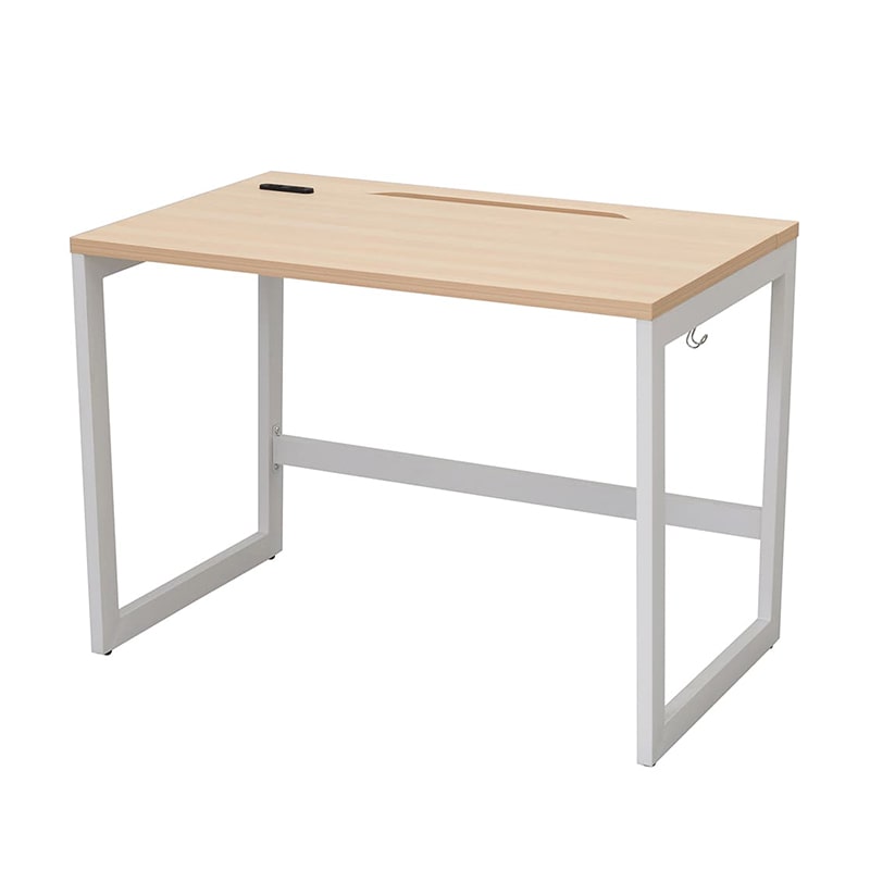 アール・エフ・ヤマカワ リスム　デスク　W1000×D600 ナチュラル×ホワイト　コンセント付 脚2ヶ口　RFFLD-1060NA-WL 1台（ご注文単位1台）【直送品】