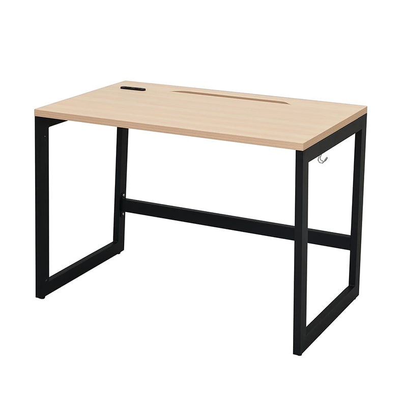 アール・エフ・ヤマカワ リスム　デスク　W1000×D600 ナチュラル×ブラック　コンセント付 脚2ヶ口　RFFLD-1060NA-BL 1台（ご注文単位1台）【直送品】