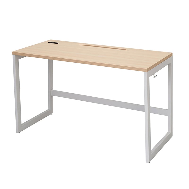 アール・エフ・ヤマカワ リスム　デスク　W1200×D600 ナチュラル×ホワイト　コンセント付 脚2ヶ口　RFFLD-1260NA-WL 1台（ご注文単位1台）【直送品】