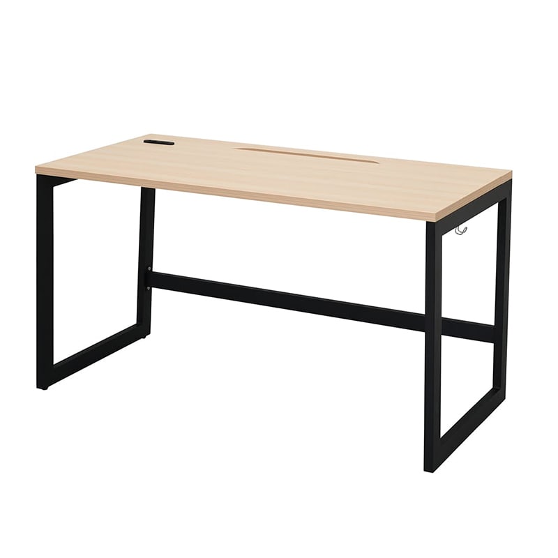 アール・エフ・ヤマカワ リスム　デスク　W1200×D600 ナチュラル×ブラック　コンセント付 脚2ヶ口　RFFLD-1260NA-BL 1台（ご注文単位1台）【直送品】