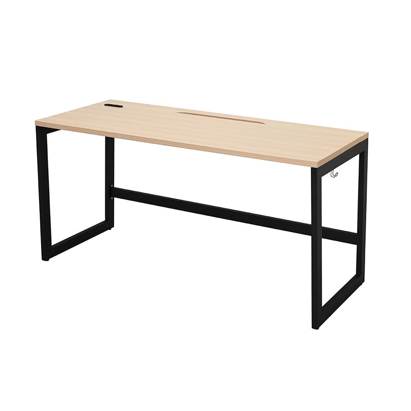 アール・エフ・ヤマカワ リスム　デスク　W1400×D600 ナチュラル×ブラック　コンセント付 脚2ヶ口　RFFLD-1460NA-BL 1台（ご注文単位1台）【直送品】