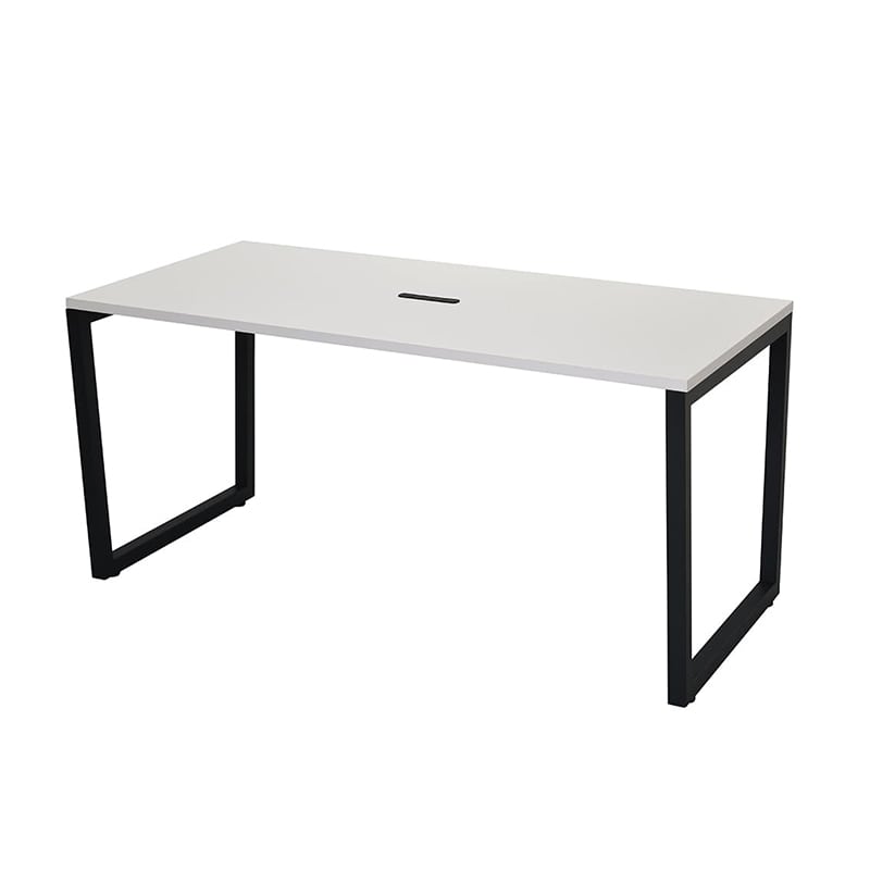 アール・エフ・ヤマカワ リスム ミーティングテーブル W1500×D750 ホワイト×ブラック コンセント付 脚4ヶ口 RFFMT-1575WH-BL 1台(ご注文単位1台)【直送品】