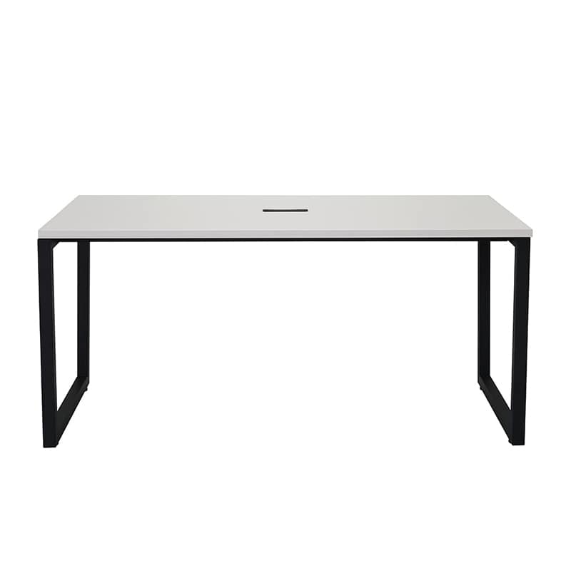 アール・エフ・ヤマカワ リスム ミーティングテーブル W1500×D750 ホワイト×ブラック コンセント付 脚4ヶ口 RFFMT-1575WH-BL 1台（ご注文単位1台）【直送品】