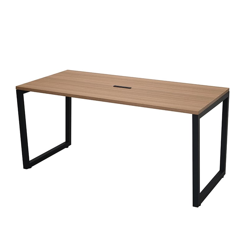 アール・エフ・ヤマカワ リスム ミーティングテーブル W1500×D750 ウォルナット×ブラック コンセント付 脚4ヶ口 RFFMT-1575DM-BL 1台(ご注文単位1台)【直送品】