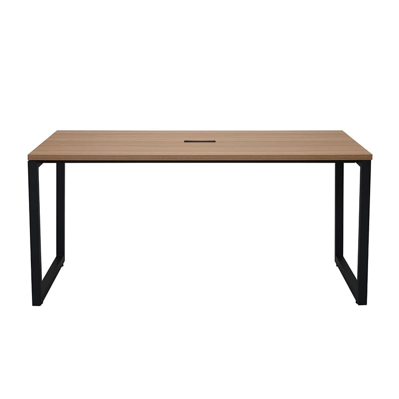 アール・エフ・ヤマカワ リスム ミーティングテーブル W1500×D750 ウォルナット×ブラック コンセント付 脚4ヶ口 RFFMT-1575DM-BL 1台(ご注文単位1台)【直送品】