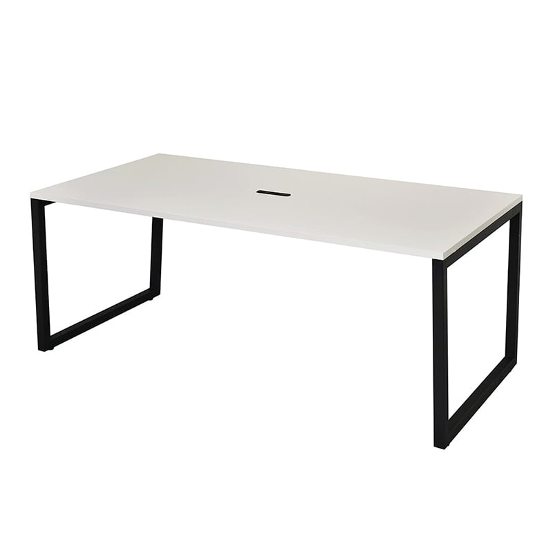 アール・エフ・ヤマカワ リスム ミーティングテーブル W1800×D900 ホワイト×ブラック コンセント付 脚4ヶ口 RFFMT-1890WH-BL 1台(ご注文単位1台)【直送品】