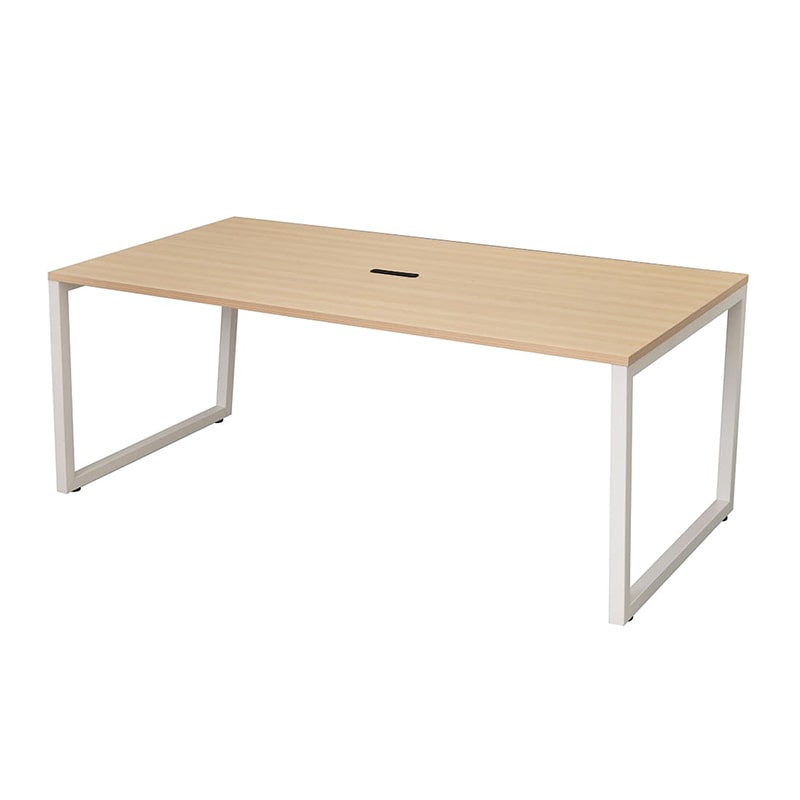 アール・エフ・ヤマカワ リスム ミーティングテーブル W1800×D900 ナチュラル×ホワイト コンセント付 脚4ヶ口 RFFMT-1890NA-WL 1台(ご注文単位1台)【直送品】