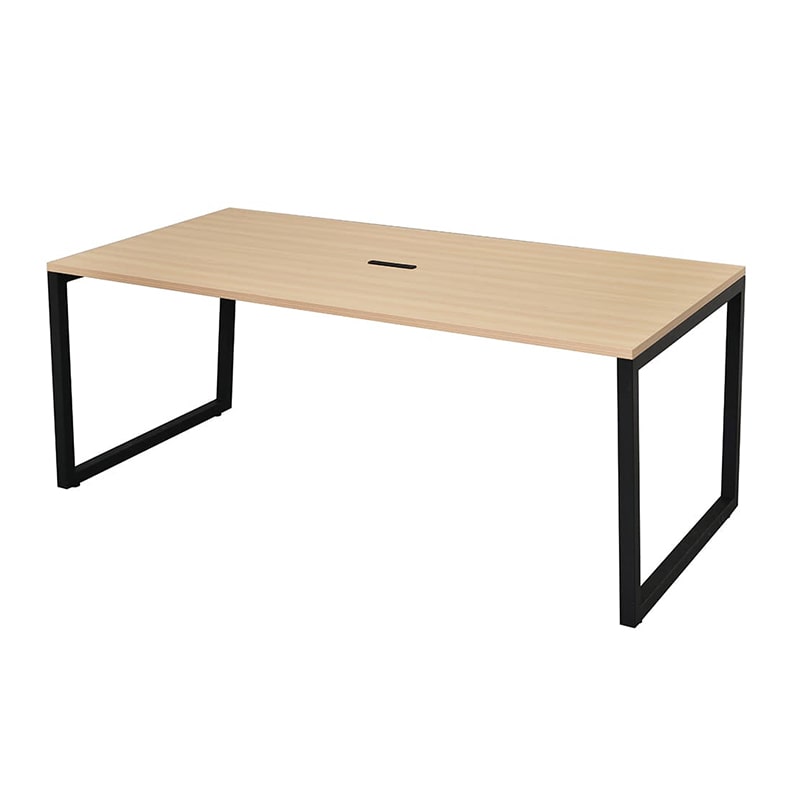 アール・エフ・ヤマカワ リスム ミーティングテーブル W1800×D900 ナチュラル×ブラック コンセント付 脚4ヶ口 RFFMT-1890NA-BL 1台(ご注文単位1台)【直送品】