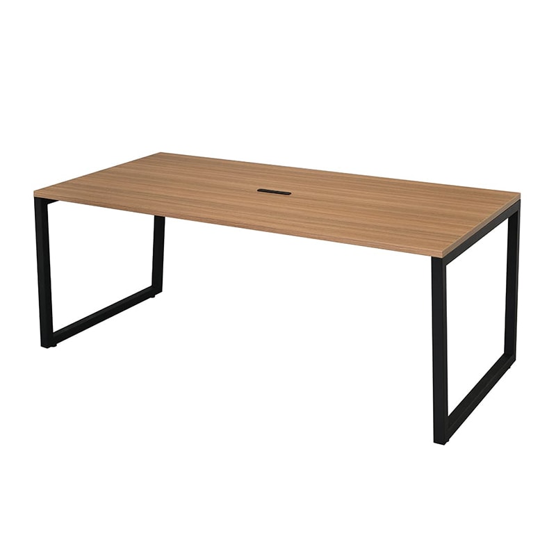 アール・エフ・ヤマカワ リスム ミーティングテーブル W1800×D900 ウォルナット×ブラック コンセント付 脚4ヶ口 RFFMT-1890DM-BL 1台(ご注文単位1台)【直送品】