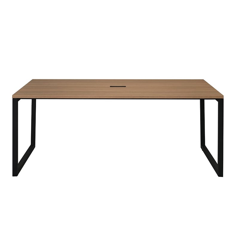 アール・エフ・ヤマカワ リスム ミーティングテーブル W1800×D900 ウォルナット×ブラック コンセント付 脚4ヶ口 RFFMT-1890DM-BL 1台(ご注文単位1台)【直送品】