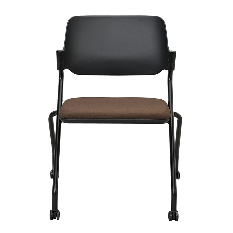 アール・エフ・ヤマカワ SYネスティングチェア ブラック 肘無し ファブリック ショコラブラウン 4脚 RFC-SYBFCB-4SET 1台(ご注文単位1台)【直送品】