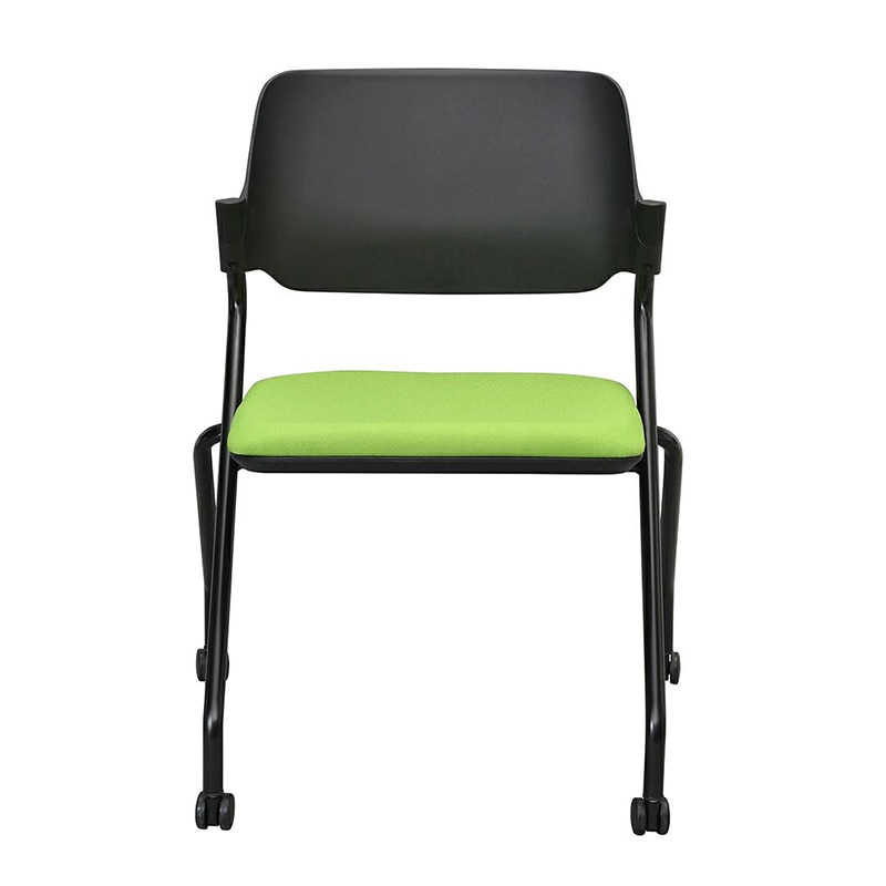 アール・エフ・ヤマカワ SYネスティングチェア ブラック 肘無し ファブリック リーフグリーン 4脚セット RFC-SYBFLG-4SET 1台(ご注文単位1台)【直送品】
