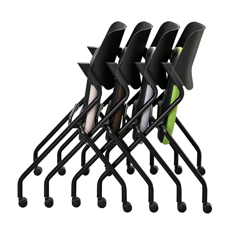 アール・エフ・ヤマカワ SYネスティングチェア ブラック 肘無し ファブリック リーフグリーン 4脚セット RFC-SYBFLG-4SET 1台(ご注文単位1台)【直送品】