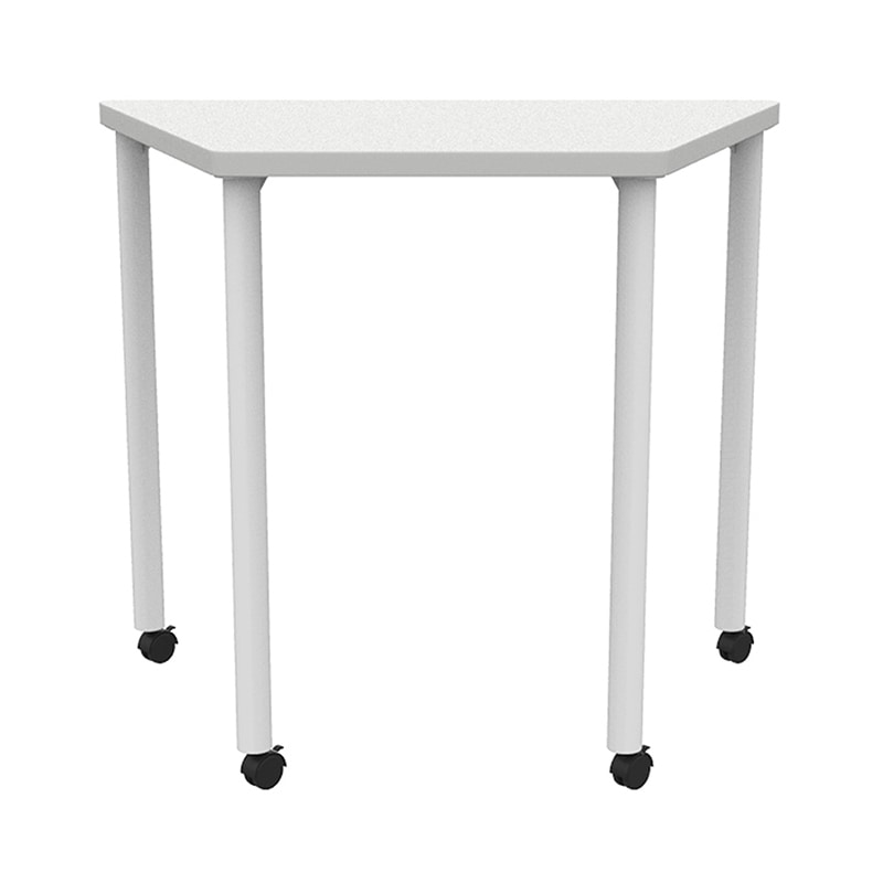 アール・エフ・ヤマカワ 研修用台形キャスターテーブル W800×D450 ホワイト RFJDC-8045DWH 1台(ご注文単位1台)【直送品】