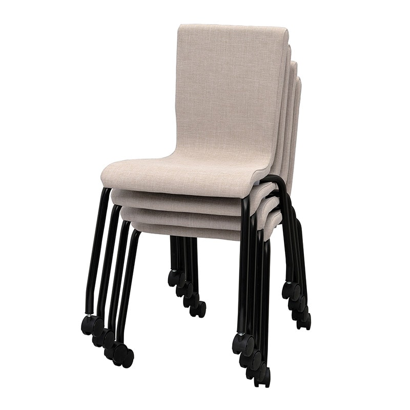 アール・エフ・ヤマカワ ファブリックキャスターチェア ブラック脚 ベージュ RFC-FPCABEBF 1台(ご注文単位1台)【直送品】