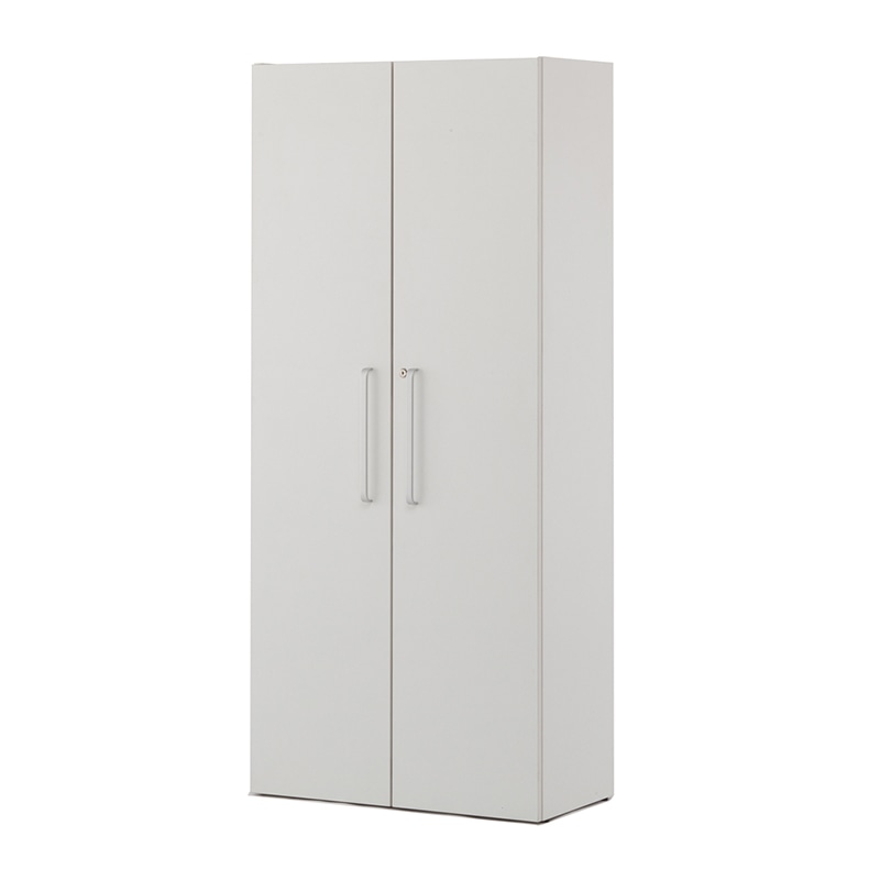 アール・エフ・ヤマカワ プリーマ3　木製シェルフ　ハイ ホワイト　全面扉付き　グレー2バック SHWHS3-HDWH2 1台（ご注文単位1台）【直送品】