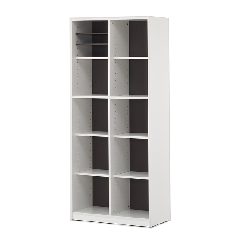 アール・エフ・ヤマカワ プリーマ3 木製格子型シェルフ 2列5段 ホワイト 全面扉付き グレー2バック SHWKS3-25HDWH2 1台(ご注文単位1台)【直送品】