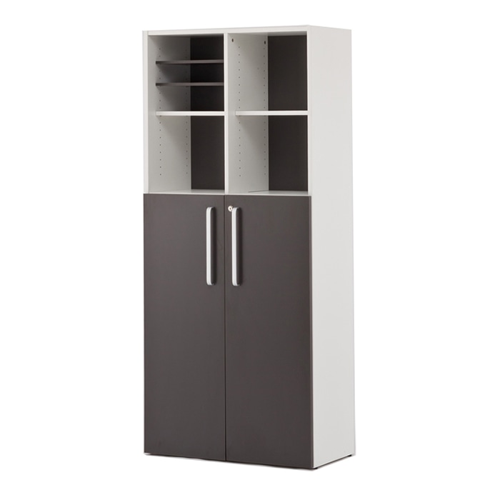 アール・エフ・ヤマカワ プリーマ3　木製格子型シェルフ　2列5段 グレー2　共通扉付き　グレー2バック SHWKS3-25LDGY2 1台（ご注文単位1台）【直送品】