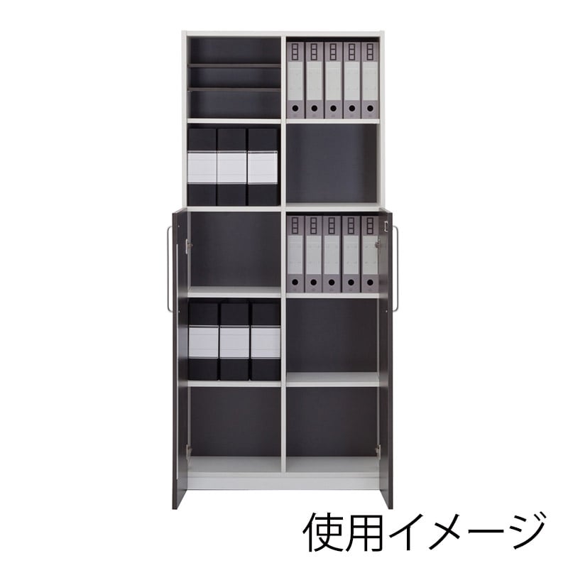 アール・エフ・ヤマカワ プリーマ3 木製格子型シェルフ 2列5段 ホワイト 共通扉付き グレー2バック SHWKS3-25LDWH2 1台(ご注文単位1台)【直送品】