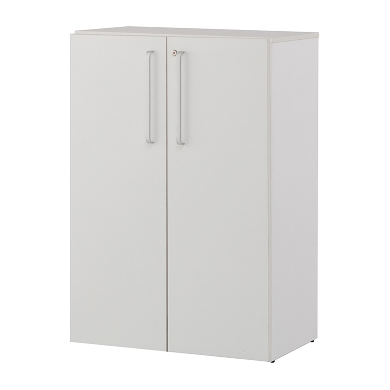 アール・エフ・ヤマカワ プリーマ2　木製シェルフ　ロー ホワイト　共通扉付き　グレー2バック SHWLS2-LDWH2 1台（ご注文単位1台）【直送品】