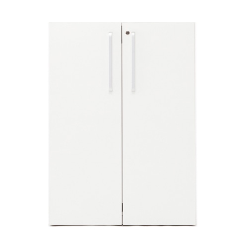 アール・エフ・ヤマカワ プリーマ2 木製シェルフ ロー ホワイト 共通扉付き グレー2バック SHWLS2-LDWH2 1台(ご注文単位1台)【直送品】