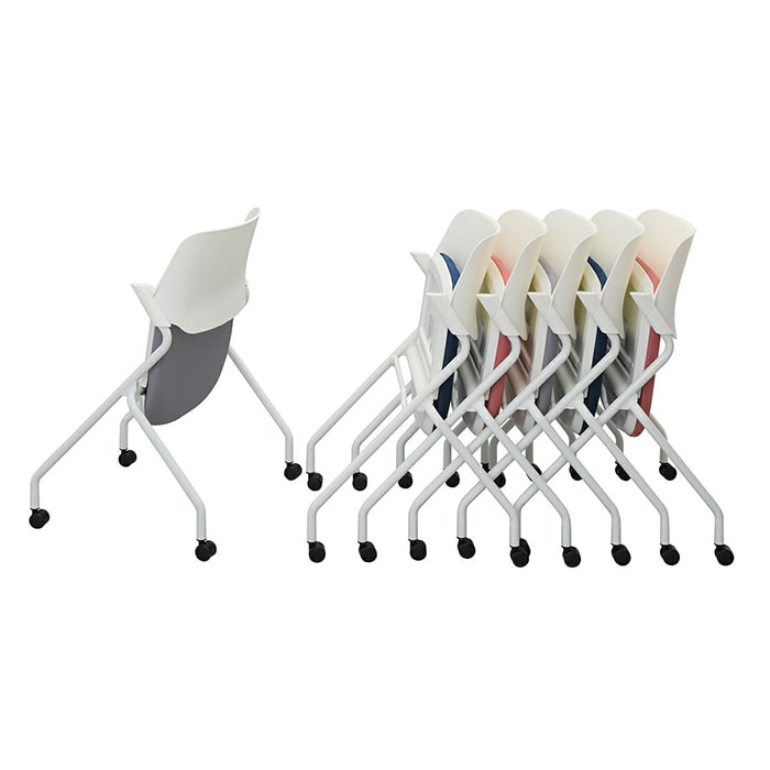 アール・エフ・ヤマカワ SYネスティングチェア 肘無し PVC アッシュブルー 4脚セット RFC-SYPAB-4SET 1台(ご注文単位1台)【直送品】