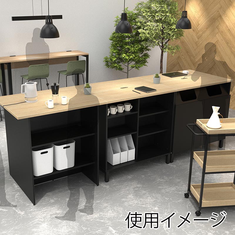 アール・エフ・ヤマカワ マルチユースカウンター W1000×D800 ナチュラル×ブラック 2ヶ口コンセント付 RFDBM-1080NB-NC 1台(ご注文単位1台)【直送品】