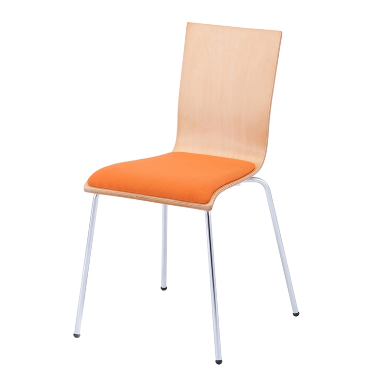 アール・エフ・ヤマカワ プライウッドチェア　パッド付き ナチュラル×オレンジ RFC-FPOR 1台（ご注文単位1台）【直送品】