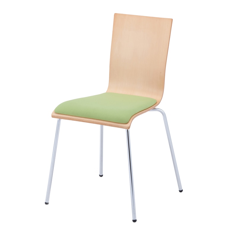 アール・エフ・ヤマカワ プライウッドチェア　パッド付き ナチュラル×グリーン RFC-FPGN 1台（ご注文単位1台）【直送品】