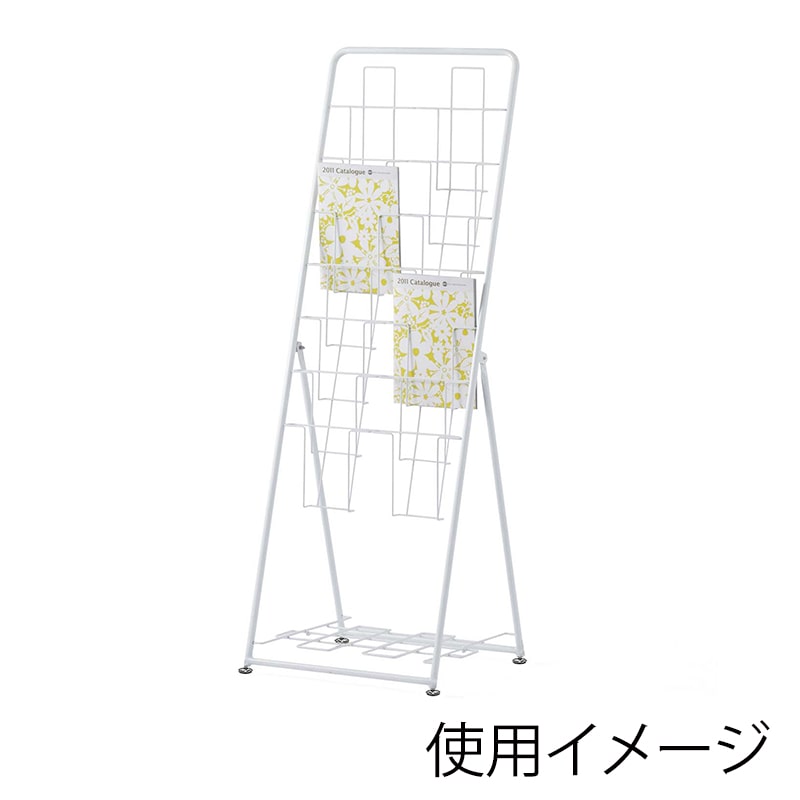アール・エフ・ヤマカワ パンフレットスタンド 7段 ダブル ホワイト RFPFS-DBWH 1台(ご注文単位1台)【直送品】