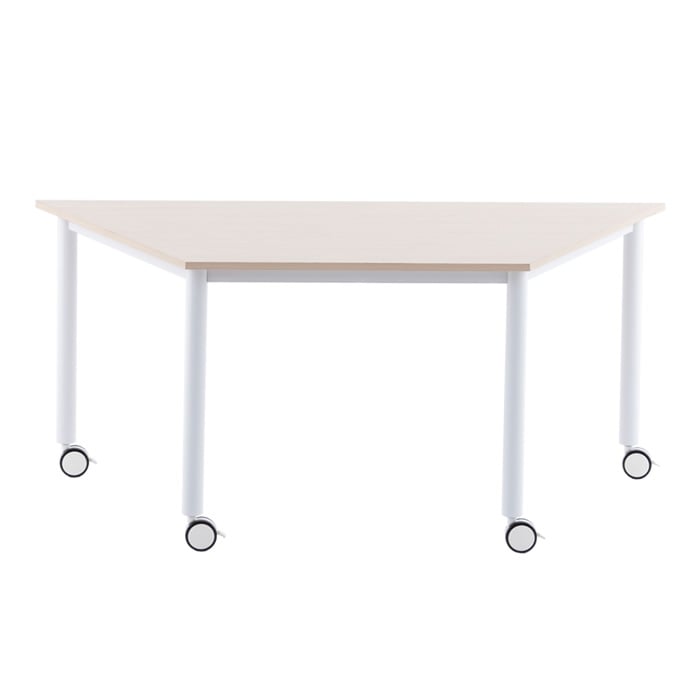 アール・エフ・ヤマカワ キャスターテーブル　ホワイト脚　台形 ナチュラル RFCTT-WL8016DNA 1台（ご注文単位1台）【直送品】