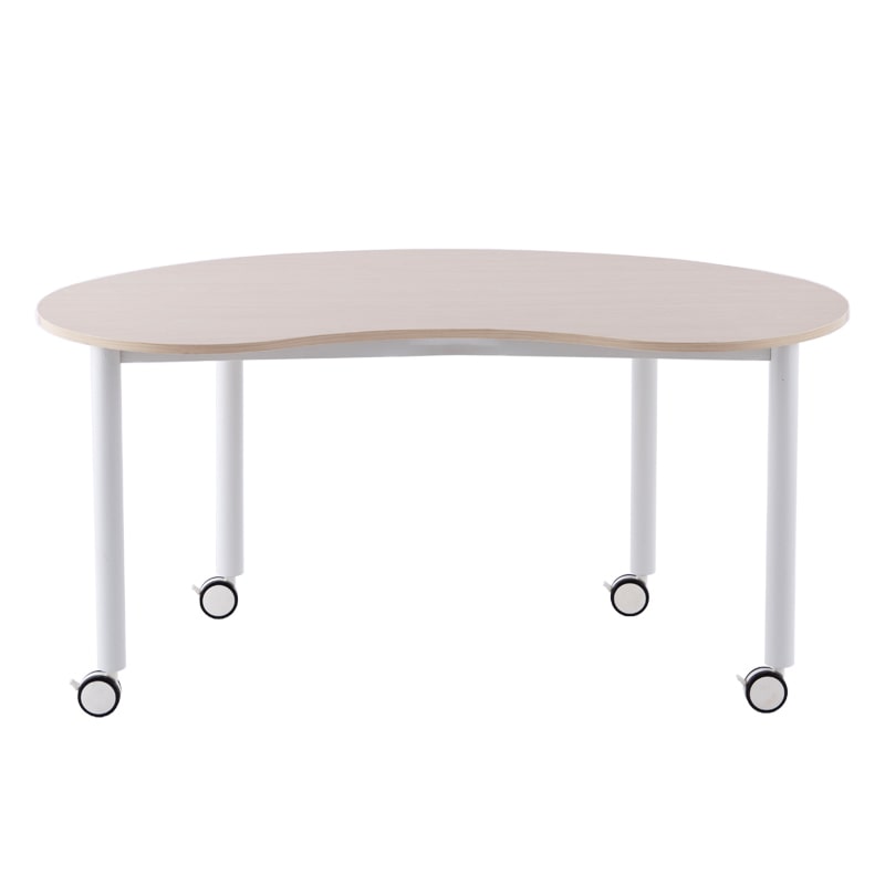 アール・エフ・ヤマカワ キャスターテーブル 豆型 ホワイト脚 ナチュラル RFCTT-WL1476BNNA 1台(ご注文単位1台)【直送品】