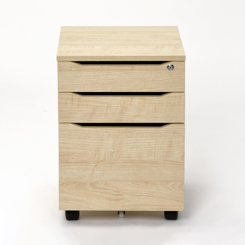 アール・エフ・ヤマカワ ユピタ 木製デスク RF 3段キャビネット ナチュラル RFWD-CA-3NA 1台(ご注文単位1台)【直送品】