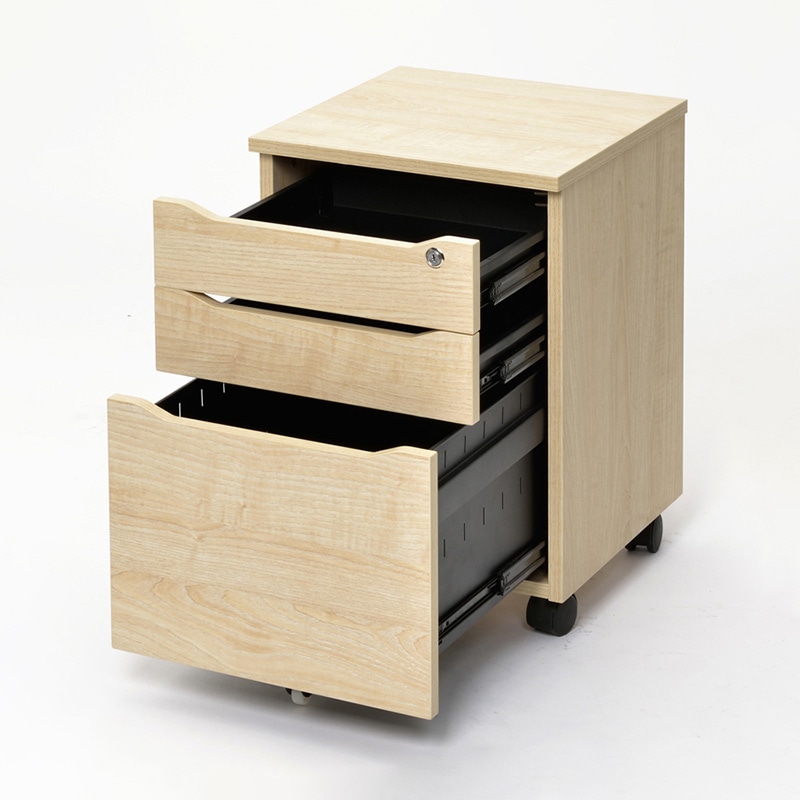 アール・エフ・ヤマカワ ユピタ 木製デスク RF 3段キャビネット ナチュラル RFWD-CA-3NA 1台(ご注文単位1台)【直送品】