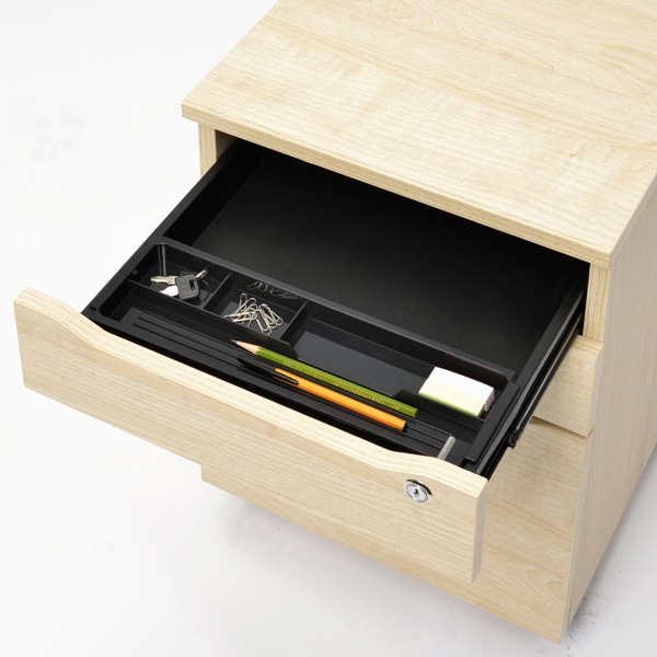 アール・エフ・ヤマカワ ユピタ 木製デスク RF 3段キャビネット ナチュラル RFWD-CA-3NA 1台(ご注文単位1台)【直送品】