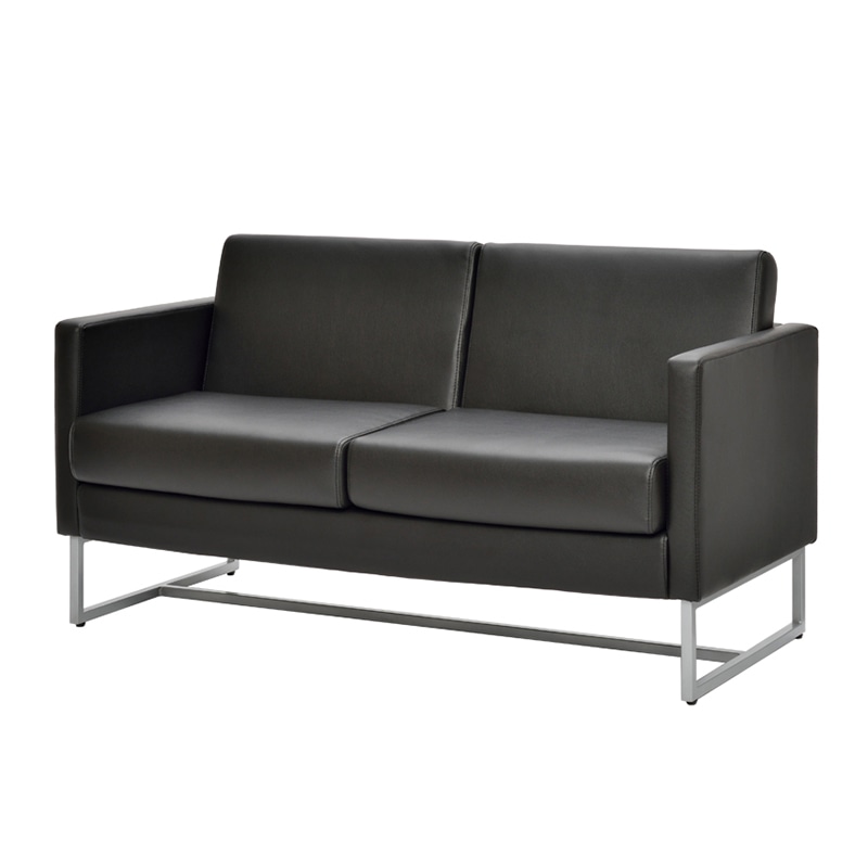 アール・エフ・ヤマカワ ループ脚ソファ　2人掛け ブラック GZLPSF-2BK 1台（ご注文単位1台）【直送品】