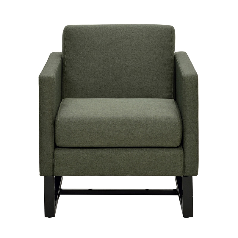 アール・エフ・ヤマカワ スクエアソファ　ファブリック　1人掛け グリーン GZSSF-F1PGN 1台（ご注文単位1台）【直送品】