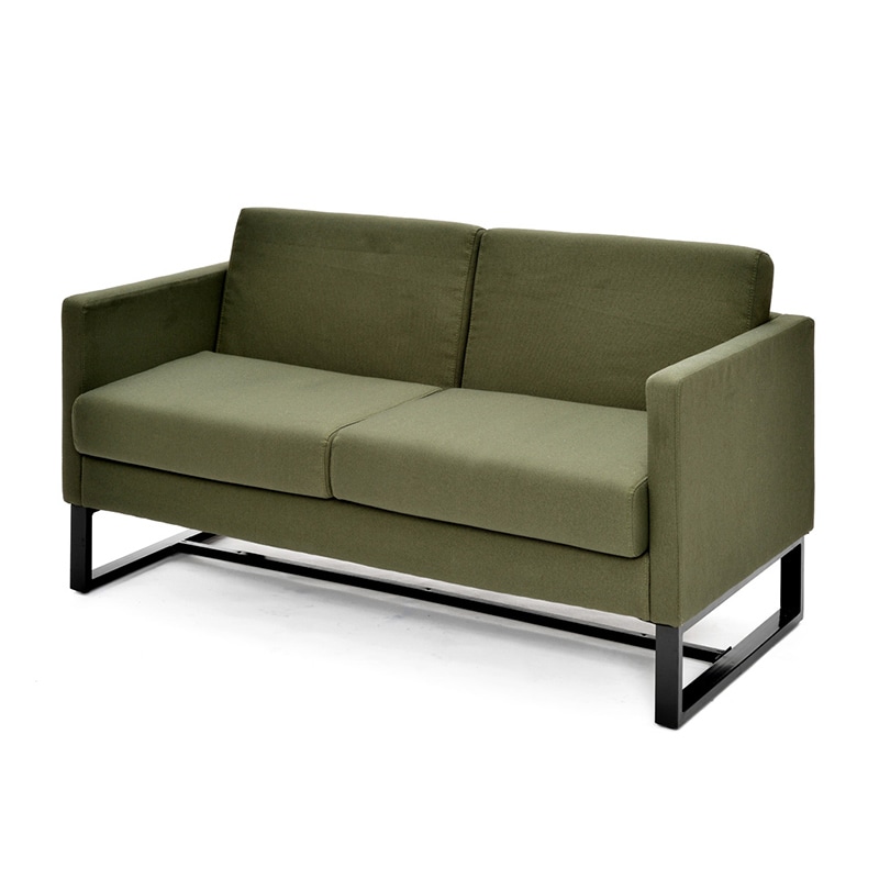 アール・エフ・ヤマカワ スクエアソファ　ファブリック　2人掛け グリーン GZSSF-F2PGN 1台（ご注文単位1台）【直送品】