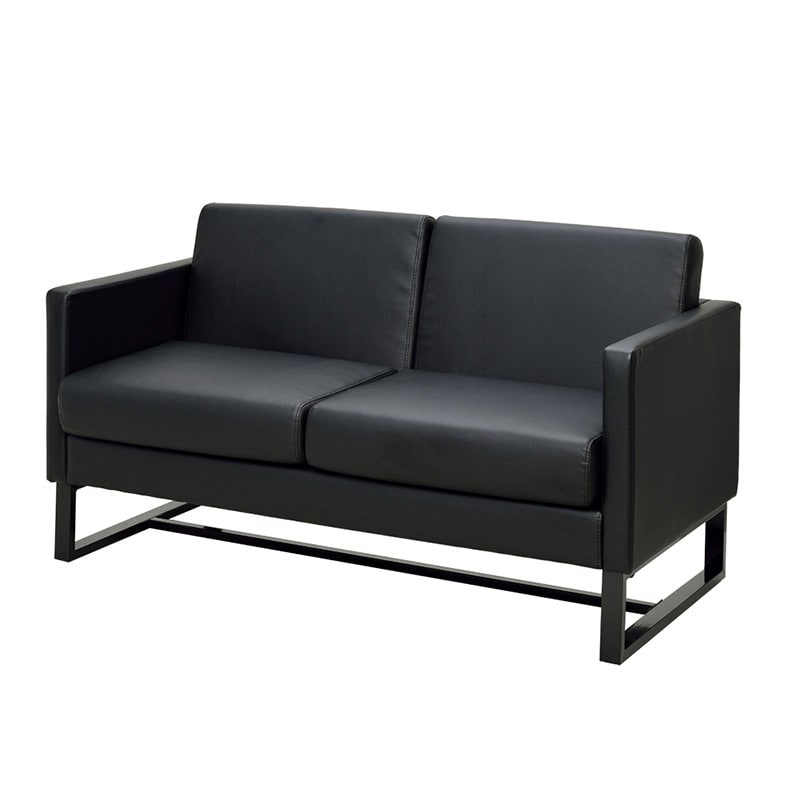 アール・エフ・ヤマカワ スクエアソファ　レザー　2人掛け ブラック GZSSF-L2PBK 1台（ご注文単位1台）【直送品】