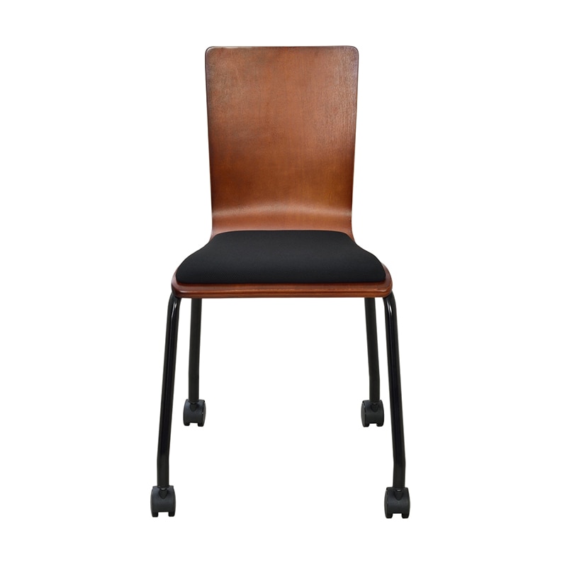 アール・エフ・ヤマカワ プライウッドキャスターチェア パッド付き ダーク×ブラック RFC-FPCADB 1台(ご注文単位1台)【直送品】