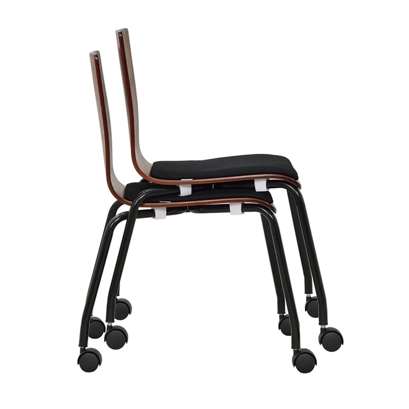 アール・エフ・ヤマカワ プライウッドキャスターチェア パッド付き ダーク×ブラック RFC-FPCADB 1台(ご注文単位1台)【直送品】