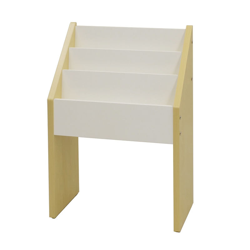 アール・エフ・ヤマカワ 木製マガジンラック ナチュラル×ホワイト SHWA-001NW 1台（ご注文単位1台）【直送品】