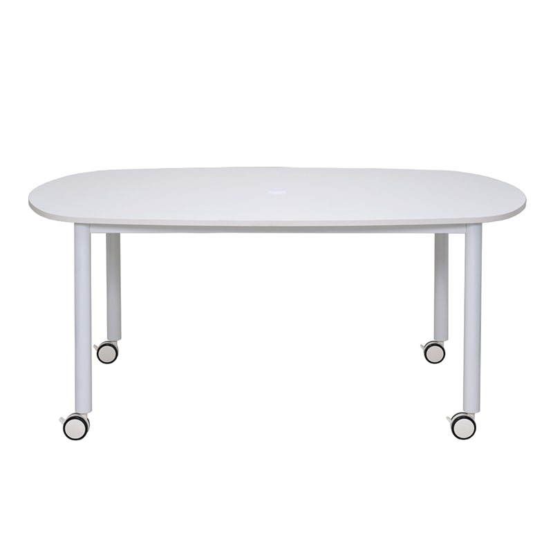 アール・エフ・ヤマカワ キャスターテーブル ホワイト脚 オーバル ホワイト RFCTT-WL1691OVWH 1台(ご注文単位1台)【直送品】