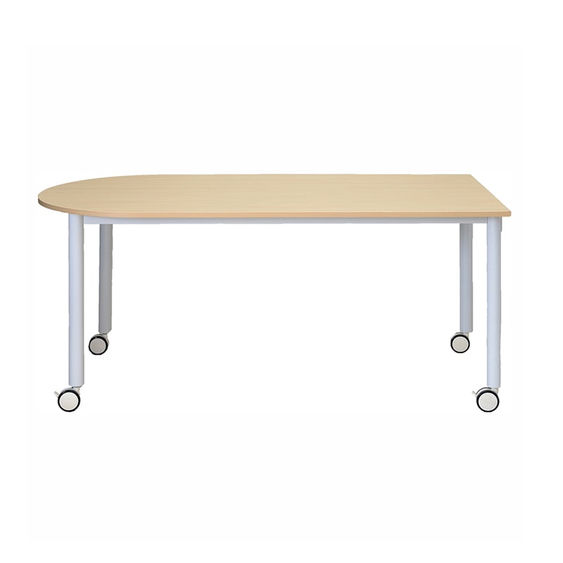 アール・エフ・ヤマカワ キャスターテーブル　ホワイト脚　U字型 ナチュラル RFCTT-WL1680UNA 1台（ご注文単位1台）【直送品】