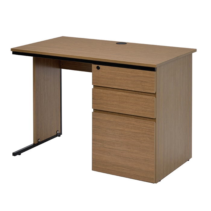 アール・エフ・ヤマカワ ワーキングデスク 片袖 W1000×D600 ウォルナット GZWC-1060DM 1台(ご注文単位1台)【直送品】