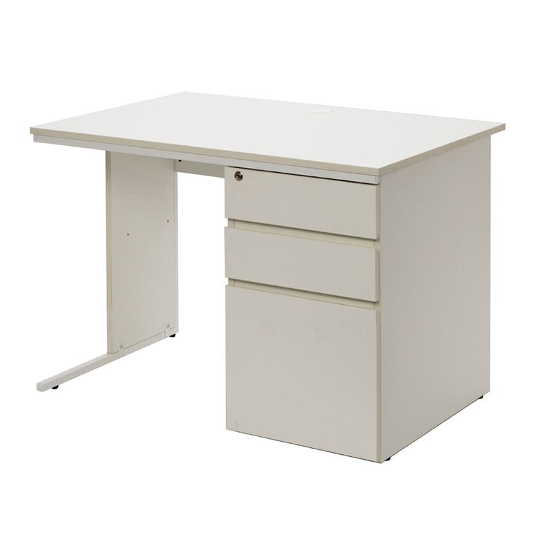 アール・エフ・ヤマカワ ワーキングデスク 片袖 W1000×D700 ホワイト GZWC-1070WH 1台(ご注文単位1台)【直送品】