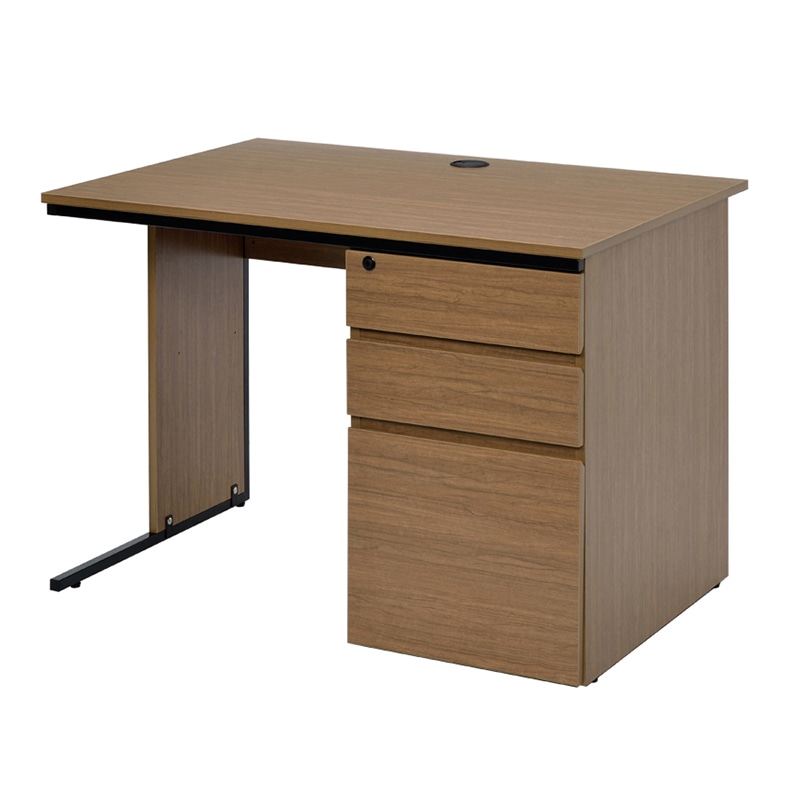 アール・エフ・ヤマカワ ワーキングデスク 片袖 W1000×D700 ウォルナット GZWC-1070DM 1台(ご注文単位1台)【直送品】