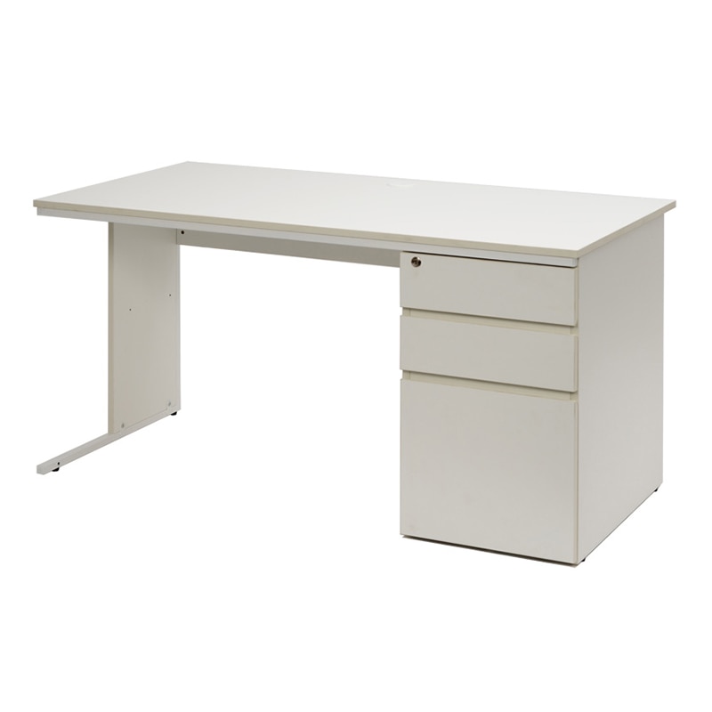 アール・エフ・ヤマカワ ワーキングデスク 片袖 W1400×D700 ホワイト GZWC-1470WH 1台(ご注文単位1台)【直送品】