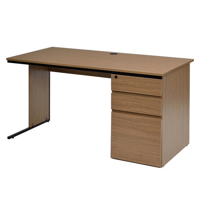 アール・エフ・ヤマカワ ワーキングデスク 片袖 W1400×D700 ウォルナット GZWC-1470DM 1台(ご注文単位1台)【直送品】